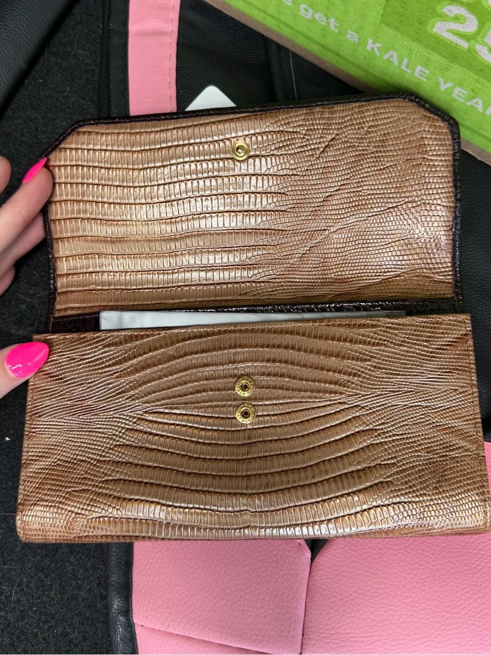 Brahmin Vintage Wallet Croc Embossed Leather Checkbook Complete Set Authentic - Picture 4 of 9